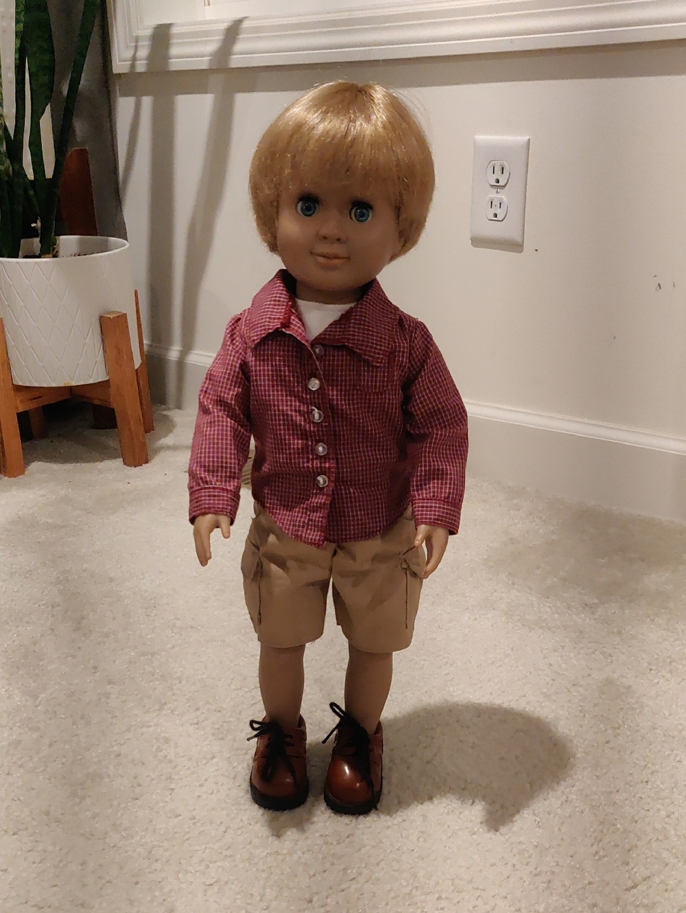 Vintage Our Generation Male Doll Jack Red Plaid Shirt &Tan Shorts Y2K Cottagecor